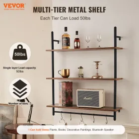 Industrial Pipe Shelf 3 Tier 32x9.84in Wall-Mount for Kitchen Bedroom