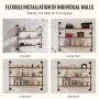 Industrial Pipe Shelf, 3 Tier 48x9.84in, Wall-Mount Floating Rustic Wood Shelves Bracket Display Bookshelf, Storage Rack Sundrie