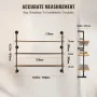 Industrial Pipe Shelf, 3 Tier 48x9.84in, Wall-Mount Floating Rustic Wood Shelves Bracket Display Bookshelf, Storage Rack Sundrie