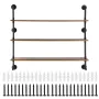 Industrial Pipe Shelf, 3 Tier 48x9.84in, Wall-Mount Floating Rustic Wood Shelves Bracket Display Bookshelf, Storage Rack Sundrie