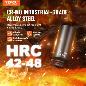 Impact Sockets Set 14 pcs 6-punkt 1/4 "Deep Socket Set metric 4-15mm CR-Mo