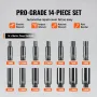 Impact Sockets Set 14 pcs 6-punkt 1/4 "Deep Socket Set metric