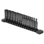 1/4" Drive Impact Socket Set, 14 Piece Deep Socket Set Metric 4-15mm, 6 Point Cr-Mo Alloy Steel for Auto Repair, Easy-to-Read Si