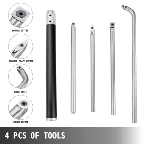 Wood Turning Tools for Lathe 4 PCS Set, Carbide Lathe Tools with Diamond Shape, Round, Square Cutters Replaceable Turning Lathe