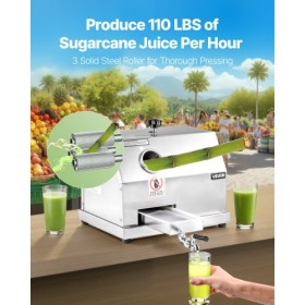 Commercial Sugar Cane Juicer Machine 110LBS/H Output 3 Rollers 2.4" Inlet