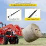 Hay Spear Spears 49” Hay Bale Spear Spike, 4000 lbs Capacity Quick Attach Square Hay Bale Spears, 2 Pics Black Bale Forks, Bale 