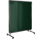 6' x 6' Welding Screen with Frame Green Vinyl Portable Welding Curtain with Wheels Light-Proof Welding Protection Screen