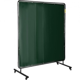 6' x 6' Welding Screen with Frame Green Vinyl Portable Welding Curtain with Wheels Light-Proof Welding Protection Screen