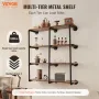 Industrial Pipe Shelf, 4 Tier 3PCS, 11.8in Applicable Board Width Wall-Mount Floating Rustic Wood Shelves Bracket Bookshelf,Stor