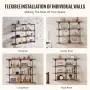 Industrial Pipe Shelf, 4 Tier 3PCS, 11.8in Applicable Board Width Wall-Mount Floating Rustic Wood Shelves Bracket Bookshelf,Stor