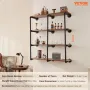 Industrial Pipe Shelf, 4 Tier 3PCS, 11.8in Applicable Board Width Wall-Mount Floating Rustic Wood Shelves Bracket Bookshelf,Stor