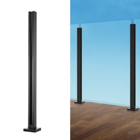 Glasklemme 37,4 "H Rækværksbeslag til 0,39" -0,47 "Glass sort sort