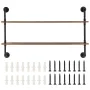 Industrial Pipe Shelf, 2 Tier 48x 9.84in, Wall-Mount Floating Rustic Wood Shelves Bracket Display Bookshelf, Storage Rack Sundri