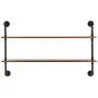 Industrial Pipe Shelf, 2 Tier 48x 9.84in, Wall-Mount Floating Rustic Wood Shelves Bracket Display Bookshelf, Storage Rack Sundri