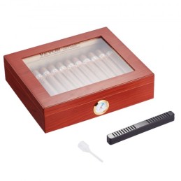 25 cigarer humidor glasstop cedertræ cigar opbevaringsboks fugtighedshygrometer
