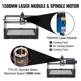 Graveringsmaskine 300ã—180ã - 45 mm CNC Router CNC 3018 Pro 15W Laser Graver Grbl Control 3 Axis Laser Graving Machine, med