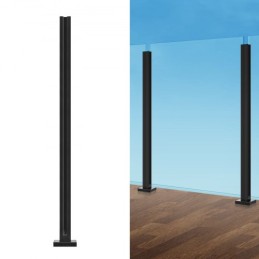 Glass Clamp 41.34" H Railing Bracket for 0.39 "-0.47 " Glass Black Black