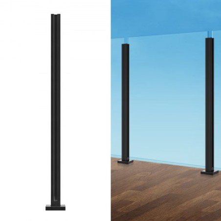 Glass Clamp 41.34" H Railing Bracket for 0.39 "-0.47 " Glass Black Black