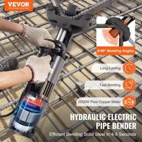 2000W Electric Hydraulic Rebar Bender up to 1.26 Inch (20-32mm) Rebar