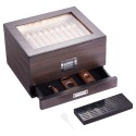 50 Cigar Humidor Glasstop Cedar Cigar Box Befugter & Hygrometer & skuffe