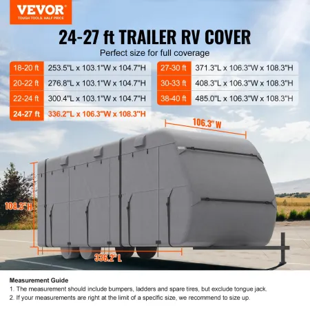 Trailer Travel RV-dækning 24-27 ft klasse A Camper Cover