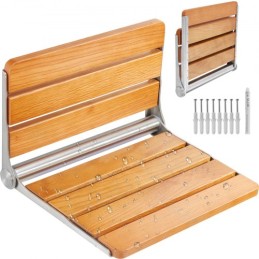 Folding Oak Shower Seat 16.1" x 13.4" Wall Mounted Shower Bench 440 lbs