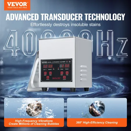 1.3L Ultrasonic Cleaner 50W Cleaning Machine Timer Basket &