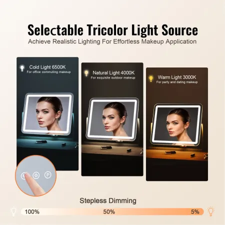 Oplyset makeup spejl 3 farve forfængelighed m/ USB
