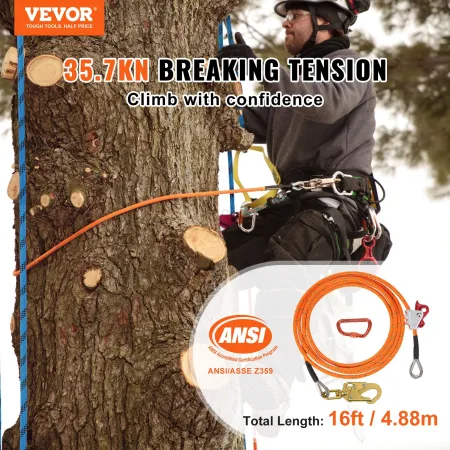 12,7 mm stål kerne flipline 16ft (4,8 m) Arborist flipline til