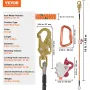 12.7mm Steel Core Flipline, 16ft(4.8m)Arborist Flipline for Tree Climbing with Alloy Steel Snap Hook & Aluminum Alloy Carabiner,