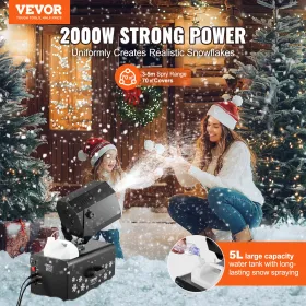 Snow Machine 2000w trådløs fjerntliggende swing snefremstillingsmaskine til ferie