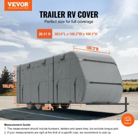 Trailer Travel RV Cover 28-31 ft klasse A Camper Cover 300D