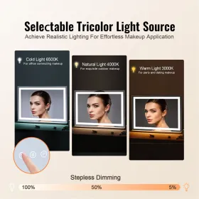 Oplyset makeup spejl 3 farve forfængelighed m/ USB desktop