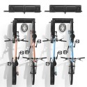 Bike Storage Rack Wall Mount Garage Bike Holder for 4 Bicycles + 2 Helmets