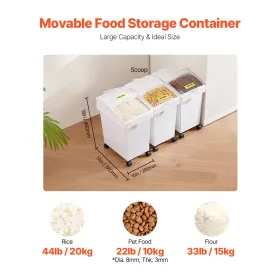 Ingrediens skraldespand, 5,5 gallon kapacitet ingrediens opbevaringsbakke, pp materiale mel skraldespande på hjul, hvid hylde