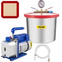 2 Gallon Vacuum Chamber Silicone Expoxy Degassing 4CFM 1/3HP Vacuum Pump