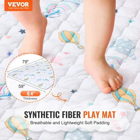 Play Mat, 59"x79" Crawling Mat, Non-Slip One-Piece Soft Playmat, Foldable Floor Mat, Waterproof Activity Playmats for Babies,Tod