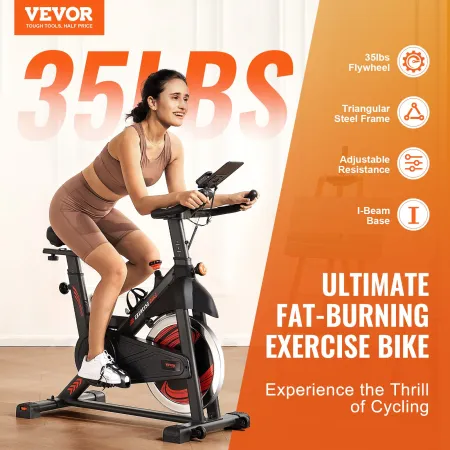Exercise Bike, Adjustable Magnetic Resistance Stationary Bike, Indoor Cycling Bike for Home Cardio, Workout Bike with Silent Bel