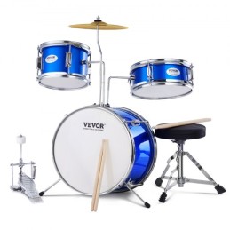 Kids Drum Set 3-Piece 14 in Beginner Drum Set for Child with Throne Blue