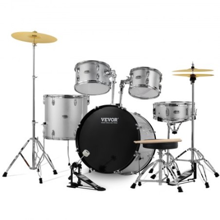 Adult Drum Set 5-Piece 22 in Complete Full Size Drum Kit with Throne Stand