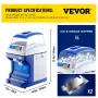 Commercial Ice Shaver 441 LBS/H Ice Shaving Capacity, Ice Shaving Machine with 11 LBS Hopper, Ice Shaver Machine Electric 300W S
