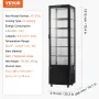 Refrigerated Display Case, 9.8 Cu.Ft./278L Large Pastry Display Case, 5-Tier Commercial Display Refrigerator with LED Lighting, 