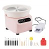 Pottery Wheel 10in Ceramic Wheel Foot Pedal Touch Screen Apron 350W Pink