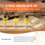 Routerbits indstiller 3 stykker carbid router bit 1/4 tommer