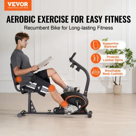 Recumbent Exercise Bike, Recumbent Bike for Adults Seniors, Adjustable Magnetic Resistance Stationary Bike for Home, Workout Bik