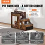 Pet Bunk Bed with Removable Stairs, Dog/Cat Window Perch with Storage, Multi-Level Bed Window Perch Dog Bedside Sleeper Couch, S