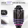 Hair Blow Dryer Brush, 4 in 1 Ionic Hair Dryer Styler and Volumizer with Electroplated Titanium & 65mm Ceramic Coating Oval Barr