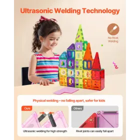 Magnetic Tiles Magnetic Building Toy 180 PCS Magnet Blocks for Kids 3D Set