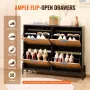 Rattan Shoe Storage Cabinet Shoe Storage Organizer med 4 flip