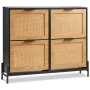 Rattan Shoe Storage Cabinet Shoe Storage Organizer med 4 flip